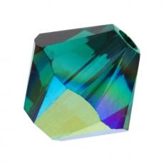 bicone 3 mm: emerald AB Xilion