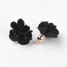 selyem virág medál fekete
