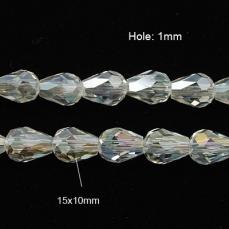 csepp alakú gyöngy 15 mm: kristály AB 5 db