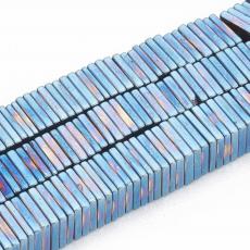 szintetikus hematit négyzet szelet gyöngy 20 db metál kék