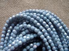 csiszolt gyöngy 4 mm kék lüszteres fehér/2 50 db