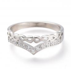 rozsdamentes acél platinum színű cirkonia köves dupla gyűrű 9-es méret