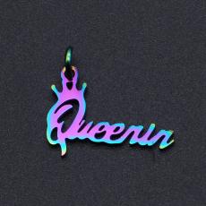 rozsdamentes acél filigrán színes queen felirat medál 1 db
