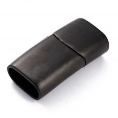 rozsdamentes acél kapcsoló 12 x 6 mm ovális bőrhöz fekete