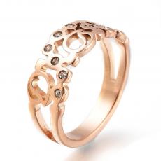 rozsdamentes acél rose gold színű cirkonia köves filigrán gyűrű 9-es méret