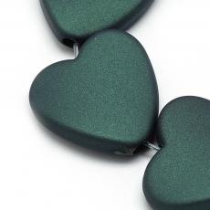 matt metál sötétzöld szív alakú akril gyöngy 1 db