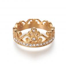 rozsdamentes acél arany színű korona gyűrű 9-es méret
