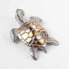 rozsdamentes acél platinum-arany teknősbéka medál