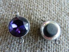 21,5 x 14 mm rozsdamentes acél strasszköves távtartó sötétlila