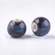 porcelán gyöngy kék-barna 8 mm