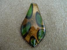 Muránói üvegmedál: arany-zöld