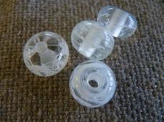 kézműves lámpagyöngy: fehér-kristály rondell