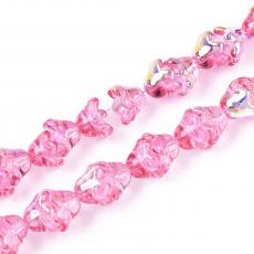 virág alakú gyöngy áttetsző rózsaszín AB 5 db