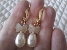 Swarovski kristály csepp fülbevaló ekrü AB - arany színű