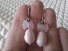 Swarovski kristály csepp fülbevaló rózsaszín AB