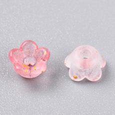 akril öt szirmú pici virág arany fóliás színátmenetes fehér-piros 20 db