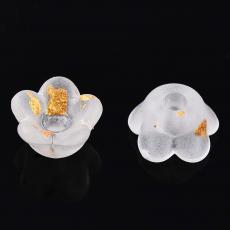 akril öt szirmú pici virág arany fóliás színátmenetes fehér 20 db