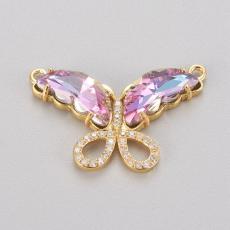 cirkonia köves pillangó távtartó arany színű világoslila