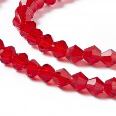 üveg bicone 3 mm áttetsző piros 20 db