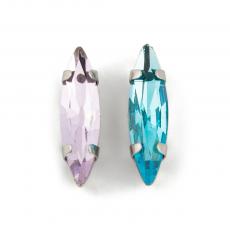 foglalatos üveg kaboson navette türkizkék 15 x 4 mm