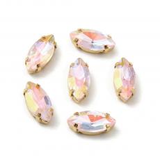 foglalatos üveg kaboson navette Light peach-Light AB 15 x 7 mm