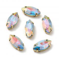 foglalatos üveg kaboson navette Aquamarine-Light AB 15 x 7 mm