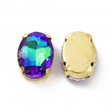 foglalatos üveg kaboson ovális crystal-bermuda blue 14 x 10 mm