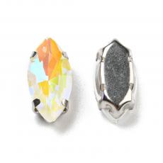 foglalatos üveg kaboson navette 15 x 7 mm: fluorescent crystal