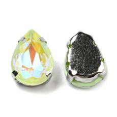 foglalatos üveg kaboson csepp 14 x 10 mm: fluorescent peridot