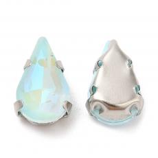 foglalatos üveg kaboson csepp 10 x 6,5 mm: fluorescent aquamarine