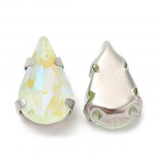 foglalatos üveg kaboson csepp 10 x 6,5 mm: fluorescent peridot