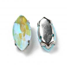 foglalatos üveg kaboson navette 12 x 6 mm: fluorescent aquamarine