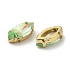 foglalatos üveg kaboson navette Peridot-Light AB 15 x 7 mm