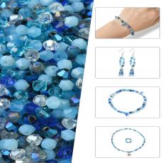 üveg bicone 4 mm kék mix 30 db