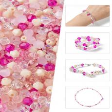 üveg bicone 4 mm rózsaszín mix 30 db