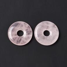 rózsakvarc kerek lyukas medál 30 mm