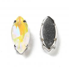 foglalatos üveg kaboson navette 12 x 6 mm: fluorescent crystal