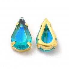 foglalatos üveg kaboson csepp 13 x 8 mm: aquamarine-moonlight