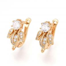 cirkonia három levél fülbevaló alap 1 pár arany színű