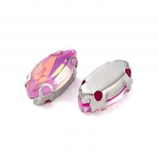 foglalatos üveg kaboson navette milky pink 10 x 5 x 4 mm