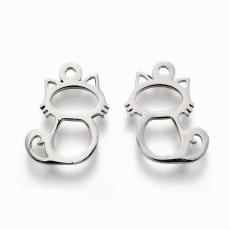 rozsdamentes acél filigrán cica medál