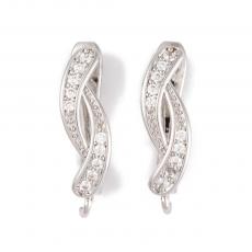 cirkonia francia kapcsos hullám fülbevaló alap 1 pár