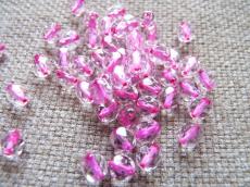 csiszolt gyöngy 6 mm pink festett közepű kristály 25 db