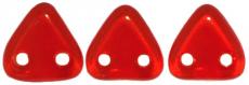 kétlyukú háromszög gyöngy: áttetsző piros 20 db