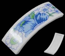 porcelán kék virágos íves kabochon