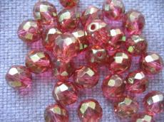 csiszolt gyöngy 4 mm kristály piros-arany lüszterrel 50 db