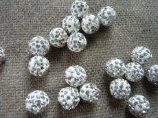 shamballa gyöngy fehér-kristály 12 mm másodosztályú