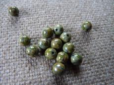 6 mm kerek gyöngy telt oliva-travertin 10 db