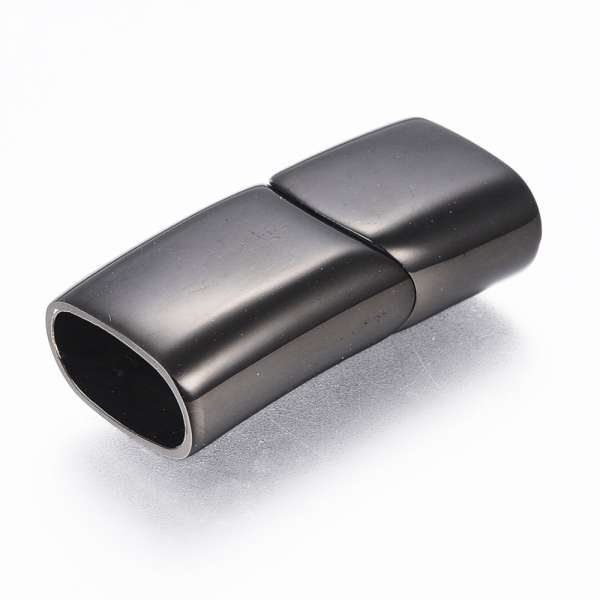 rozsdamentes acél kapcsoló 12 x 6 mm ovális bőrhöz fekete