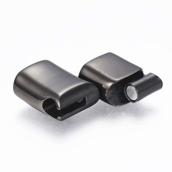 rozsdamentes acél kapcsoló 12 x 6 mm ovális bőrhöz fekete